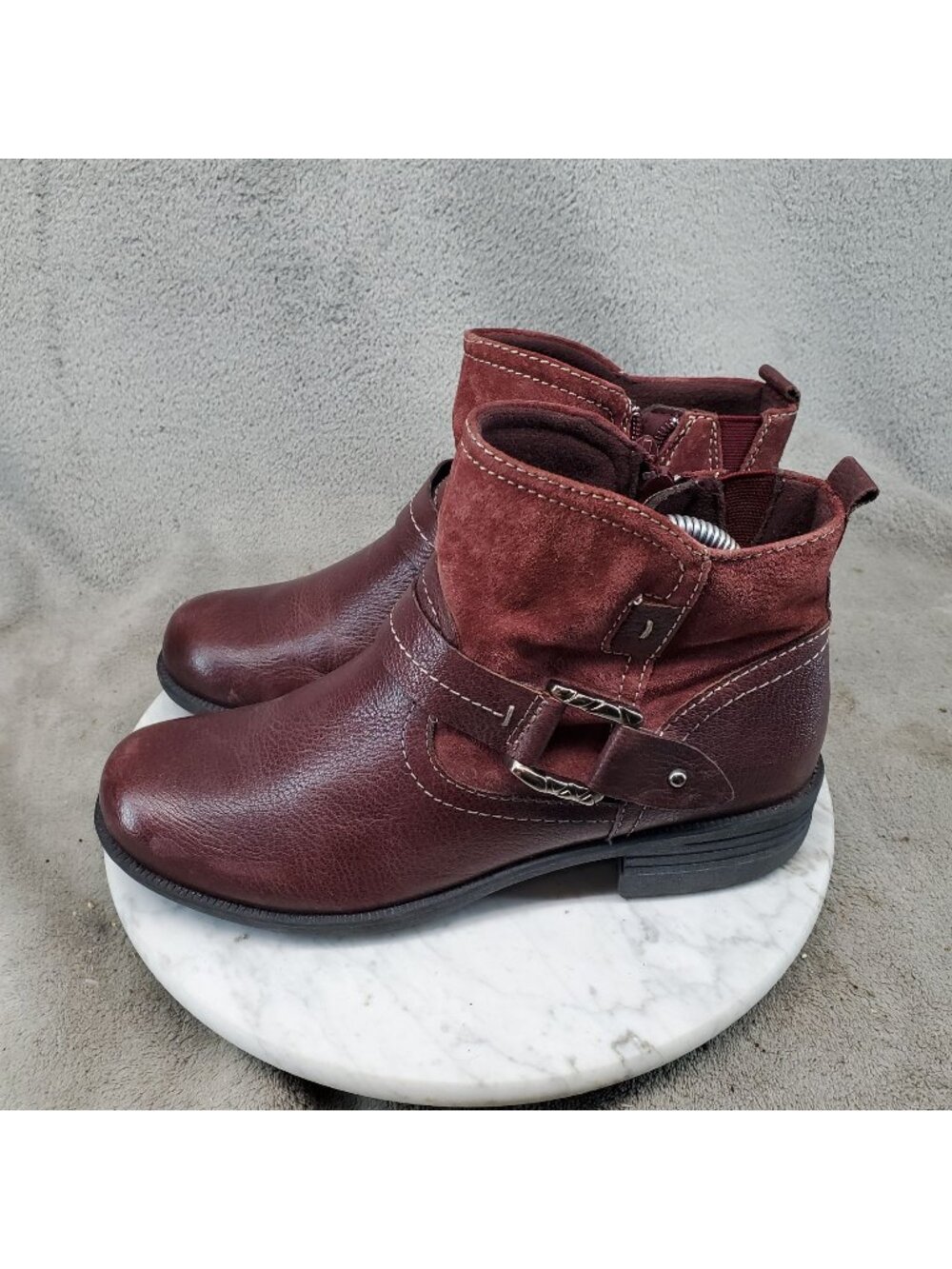 Earth Origins Shoes Womens Size 9 Red Leather Paris Ankle Boots